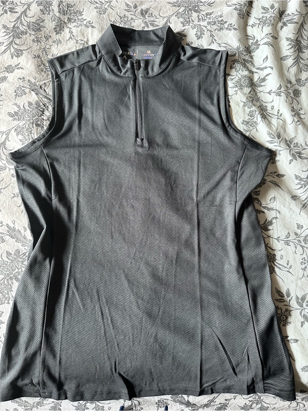 Antigua Sleeveless Mock Neck Performance Golf Tank in Gray